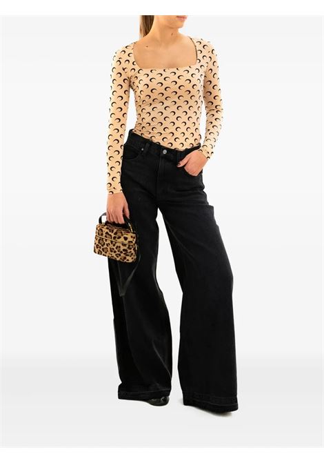 top moon printed jersey ls squareneck tan MARINE SERRE | WTS017ACJER0001TA10